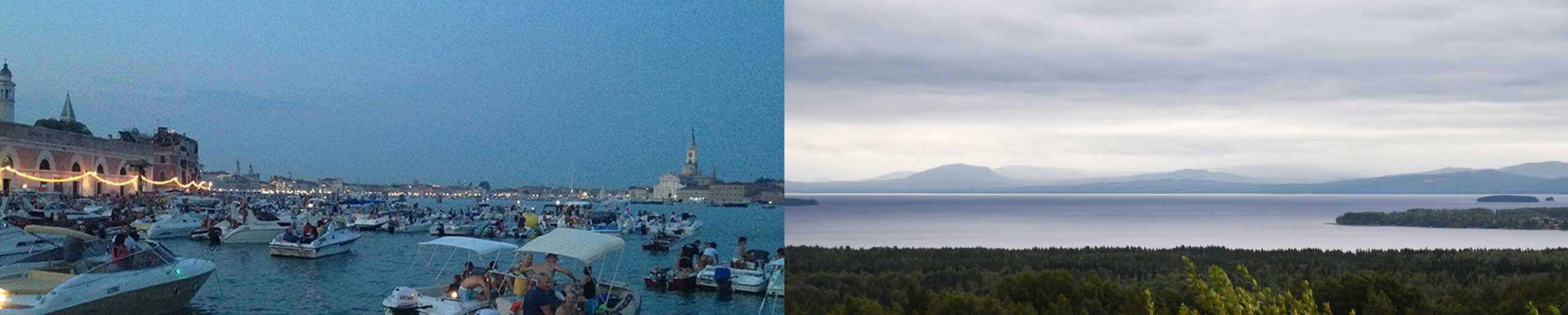 Beautiful landscape of Dalarna in Sweden and Venice in Italy
